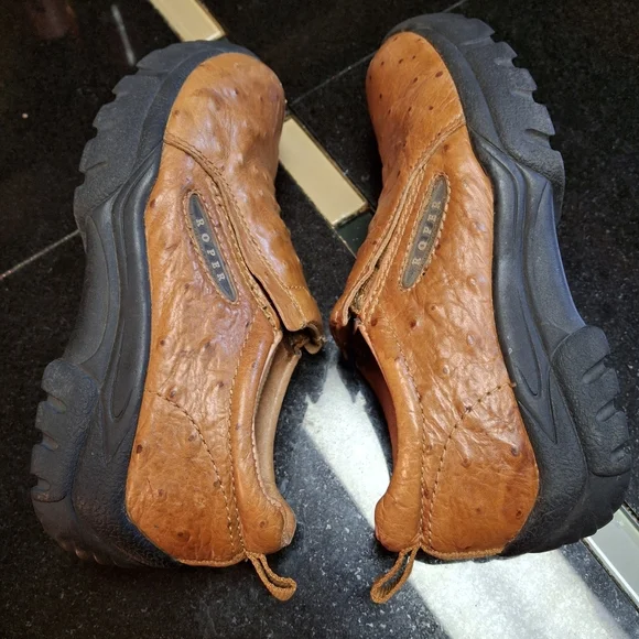 Roper Performance Faux Ostrich Leather Brown Slip-on Shoes Youth Kids Size 3 - Picture 7 of 16
